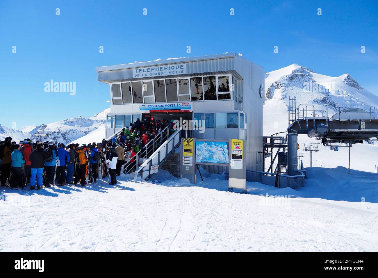 View of the Grande Motte mountain and Glacier at Tignes in the French ...