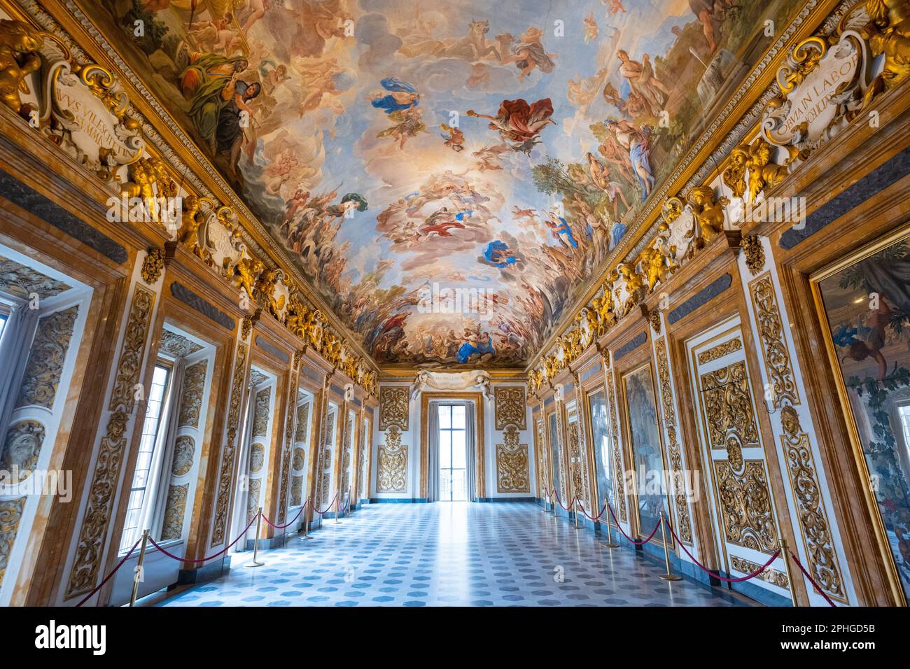 Luca Giordano's  fresco 'The Apotheosis of the Medici' (1683) on the ceiling of the Galleria Riccardiana in the Palazzo Medici-Riccardi Stock Photo