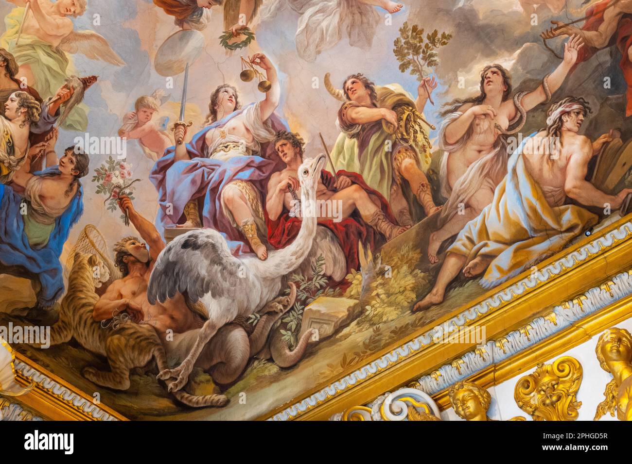 Luca Giordano's  fresco 'The Apotheosis of the Medici' (1683) on the ceiling of the Galleria Riccardiana in the Palazzo Medici-Riccardi Stock Photo