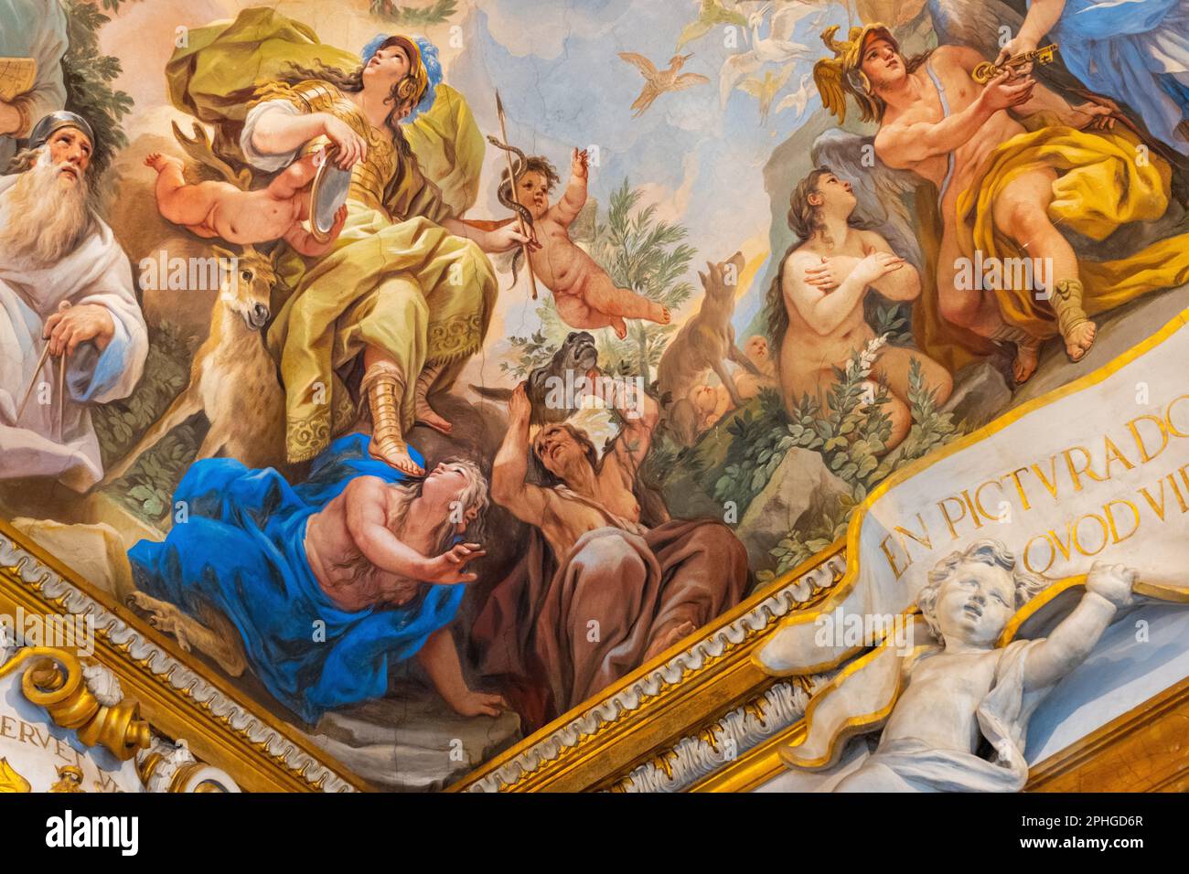 Luca Giordano's  fresco 'The Apotheosis of the Medici' (1683) on the ceiling of the Galleria Riccardiana in the Palazzo Medici-Riccardi Stock Photo