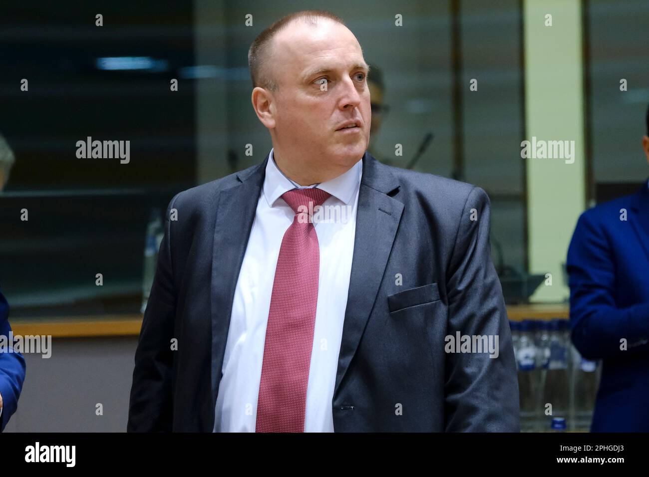 Brussels, Belgium. 28th Mar, 2023. Peter GERHART, Minister for Energy arrives for a Transport, Telecommunications and Energy Council at the EU headquarters in Brussels, Belgium on March 28, 2023. Credit: ALEXANDROS MICHAILIDIS/Alamy Live News Stock Photo