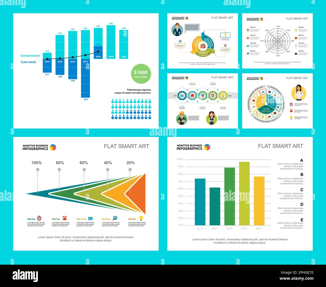 Colorful analysis or statistics concept infographic charts set Stock ...