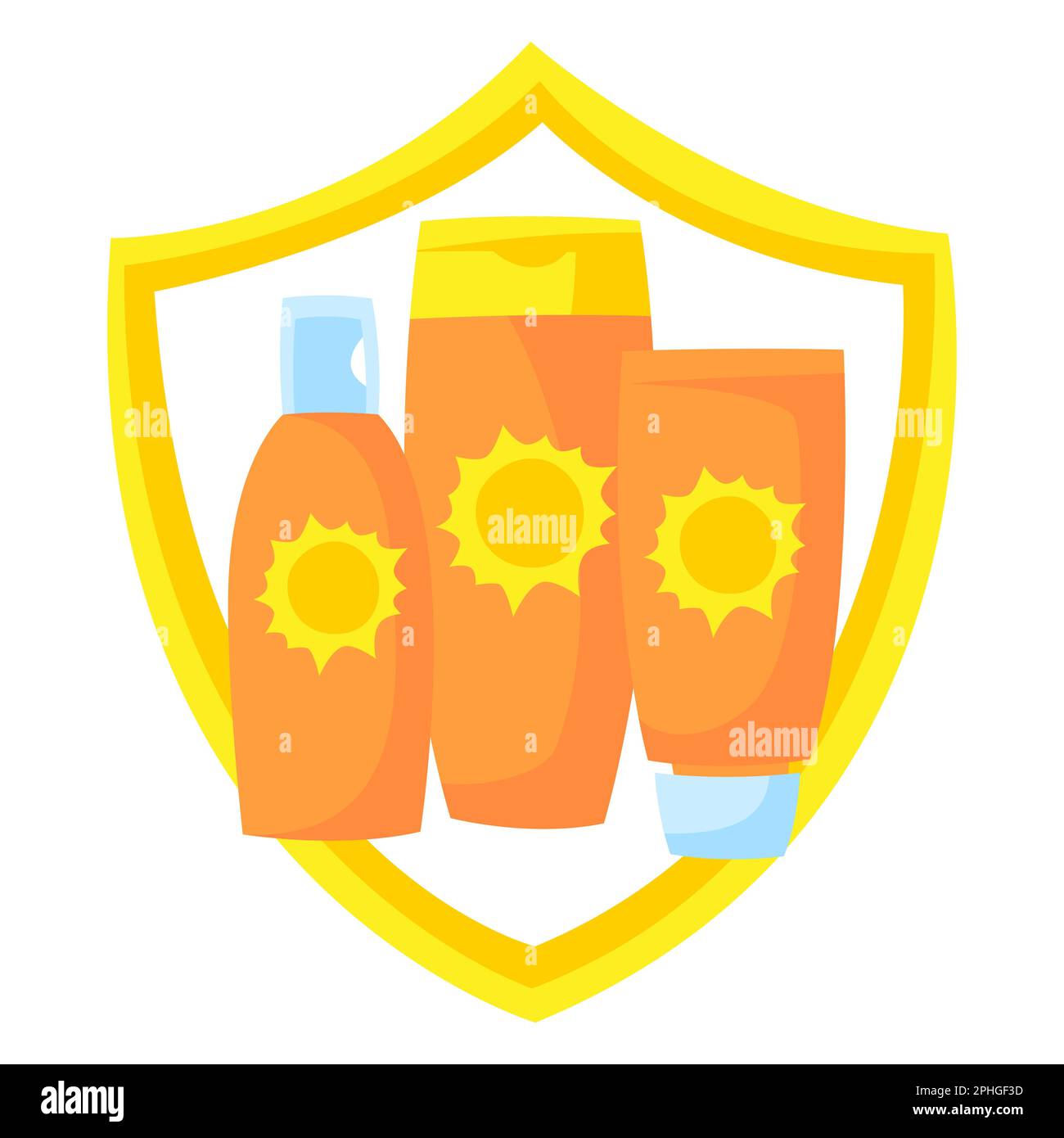 Sun protection illustration. Image of protective creams against solar beams. Stock Vector