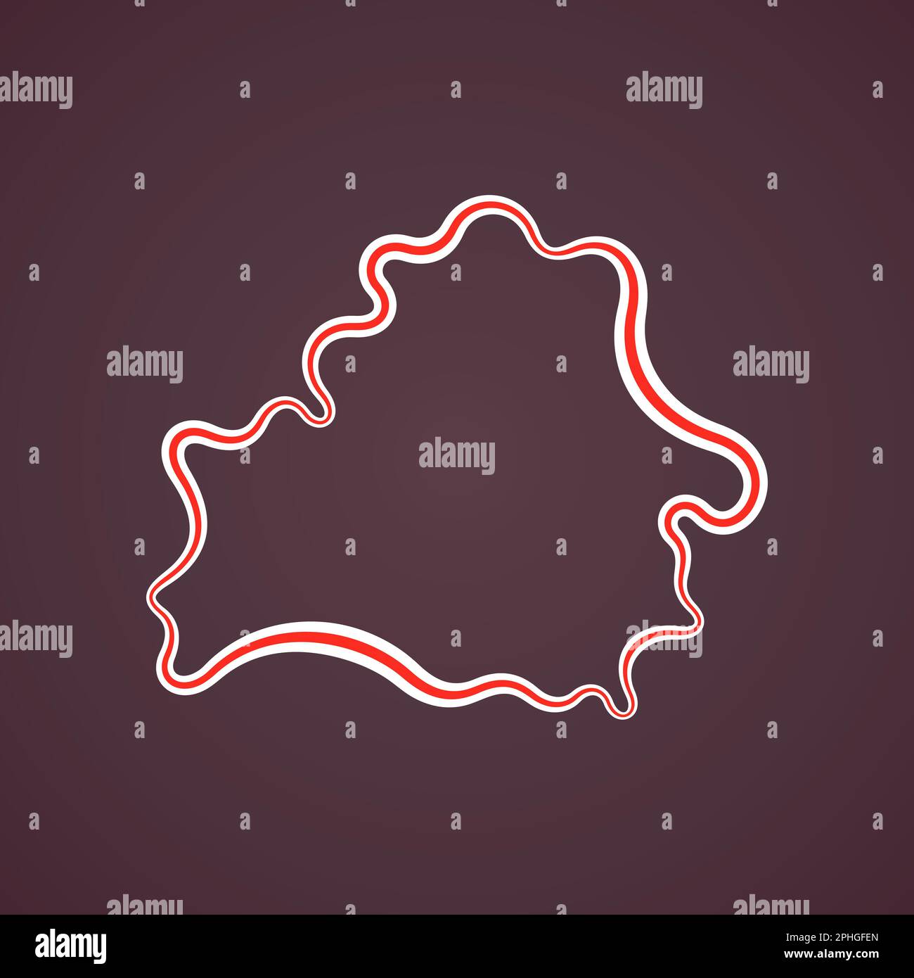 Outline map of Belarus marked with ribbon in colors from  historical alternative flag. Stock Vector