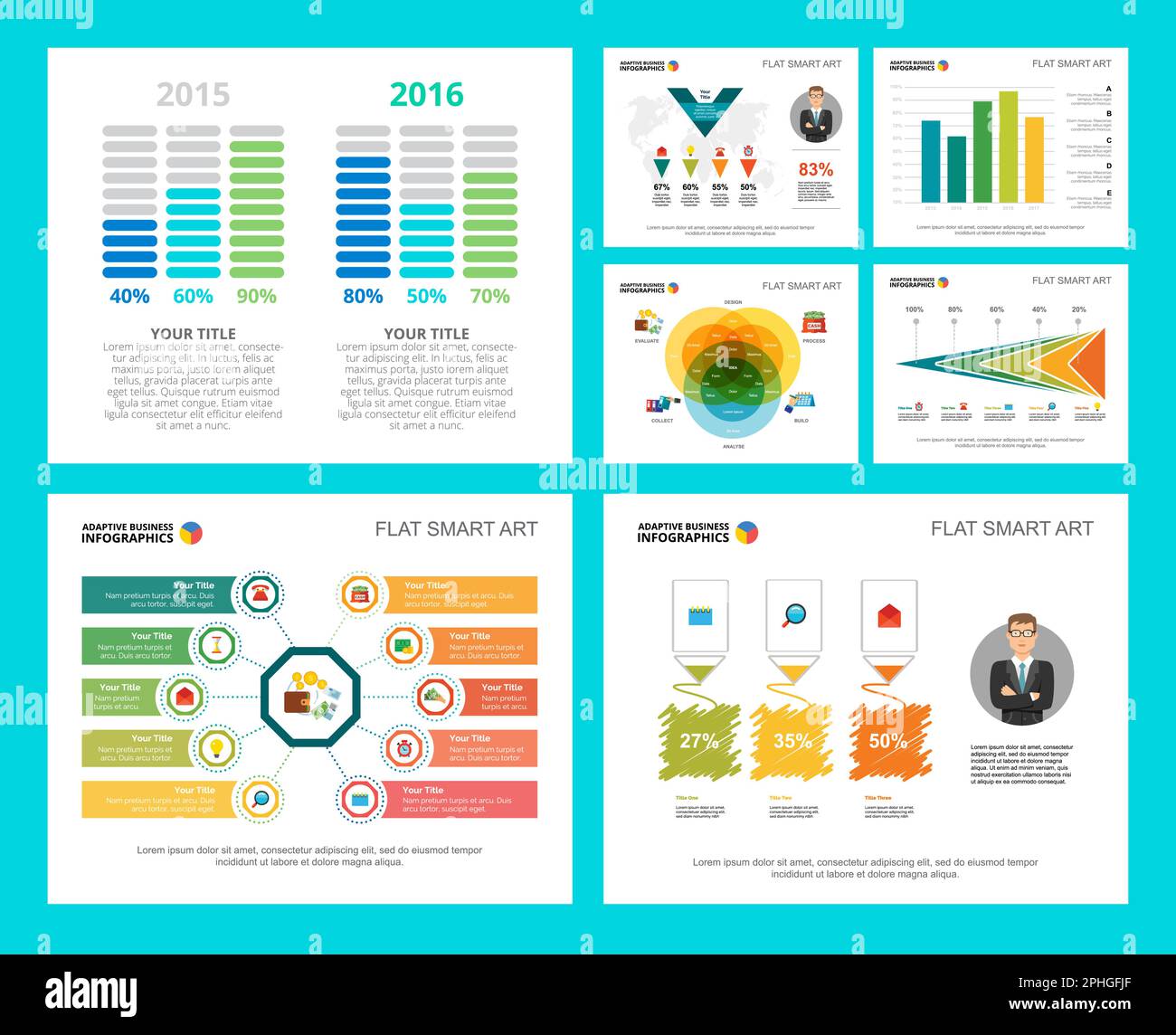 Colorful analysis or banking concept infographic charts set Stock ...