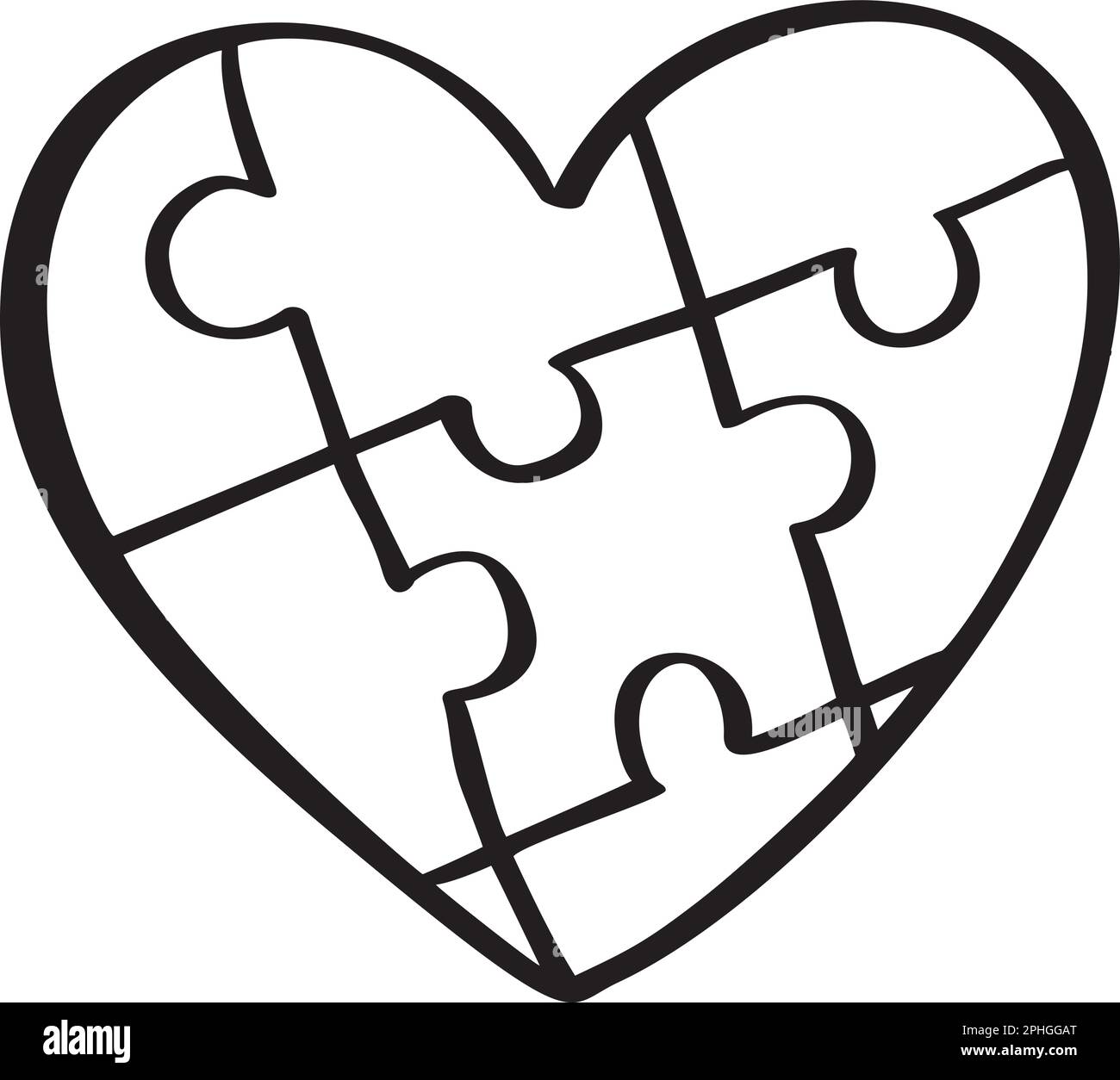 Autism Awareness Month. For different people. Black and white puzzle in the form of heart of brush strokes. Healthcare concept. Vector illustration on Stock Vector