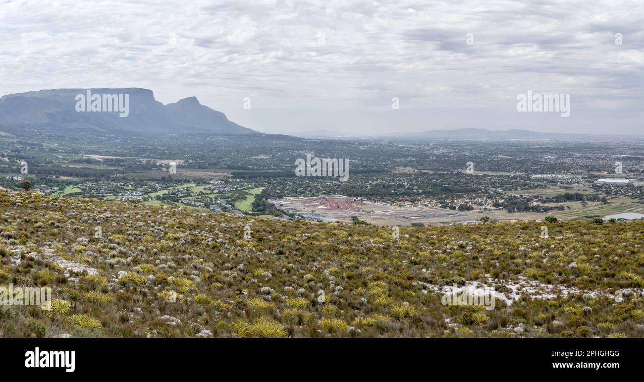 aerial cityscape with southern neighborhoods, shot from Silver Mine in