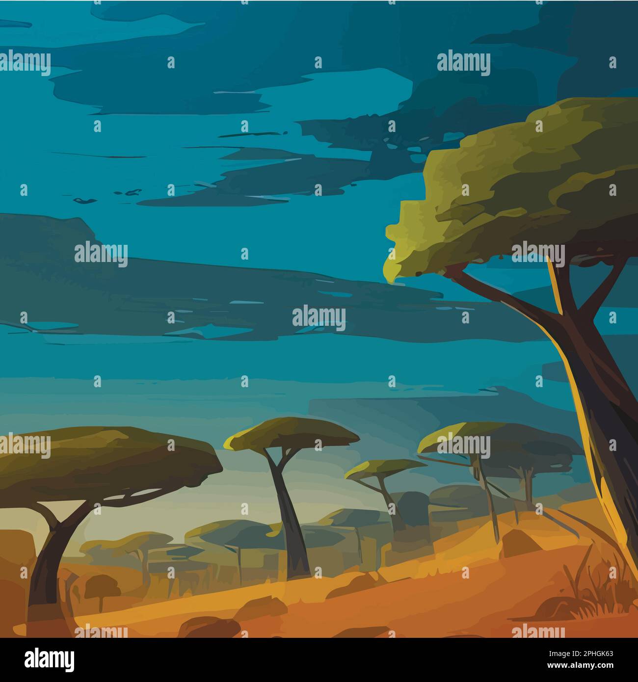 Golden savannah Stock Vector Images - Alamy