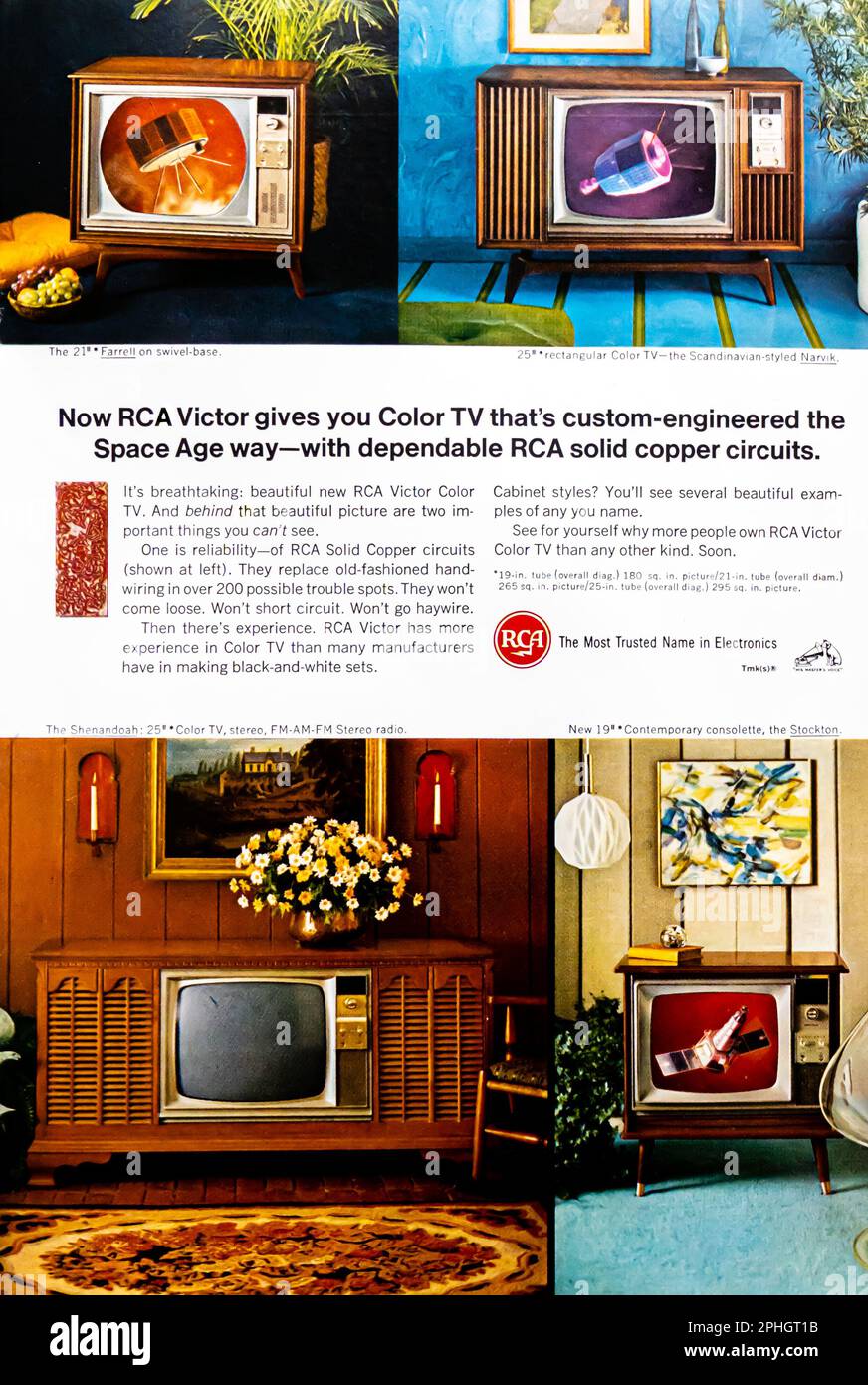 RCA Victor color TV advert in a Natgeo magazine, March 1966 Stock Photo