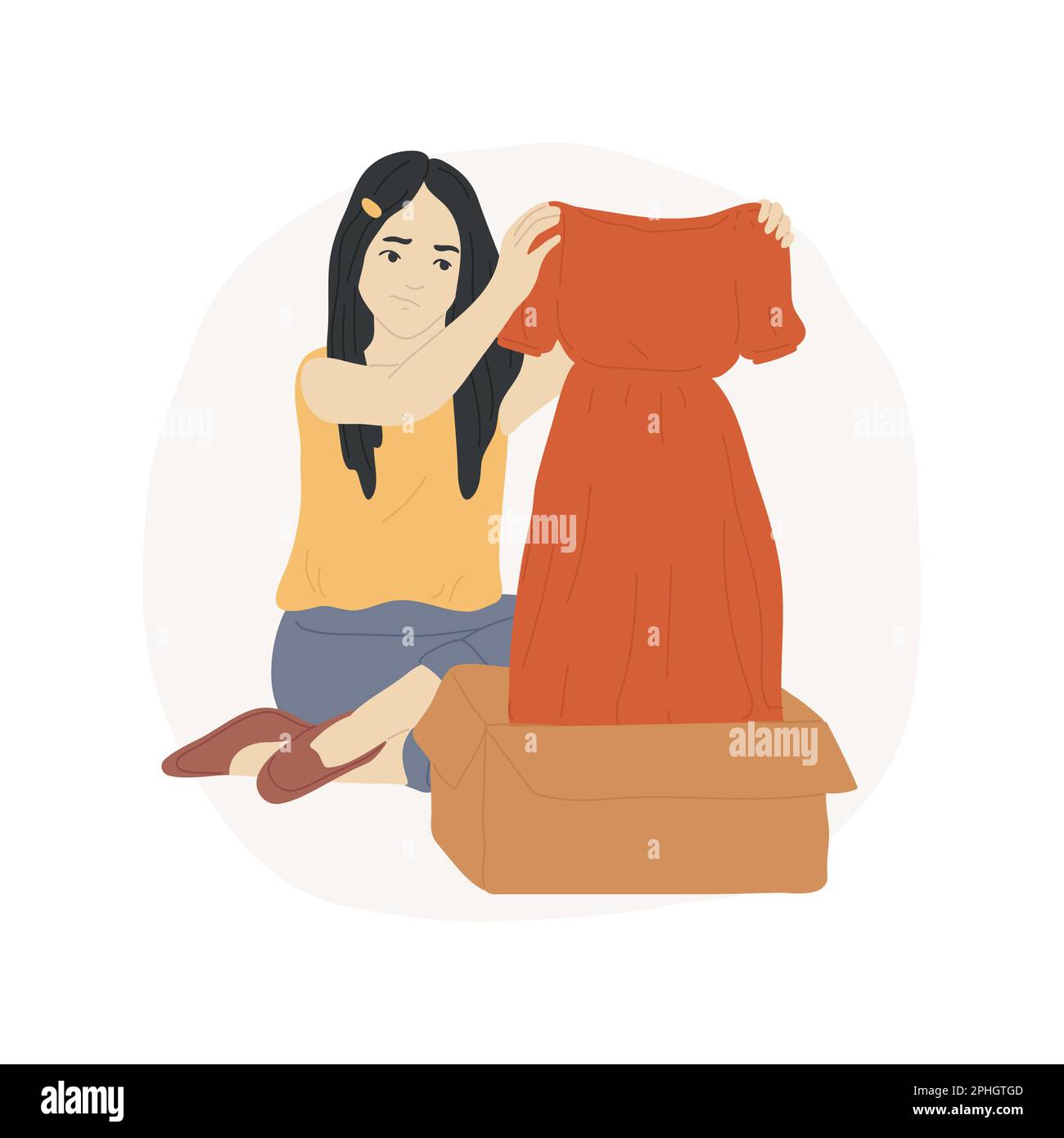 Choose items isolated cartoon vector illustration. Disappointed teenage