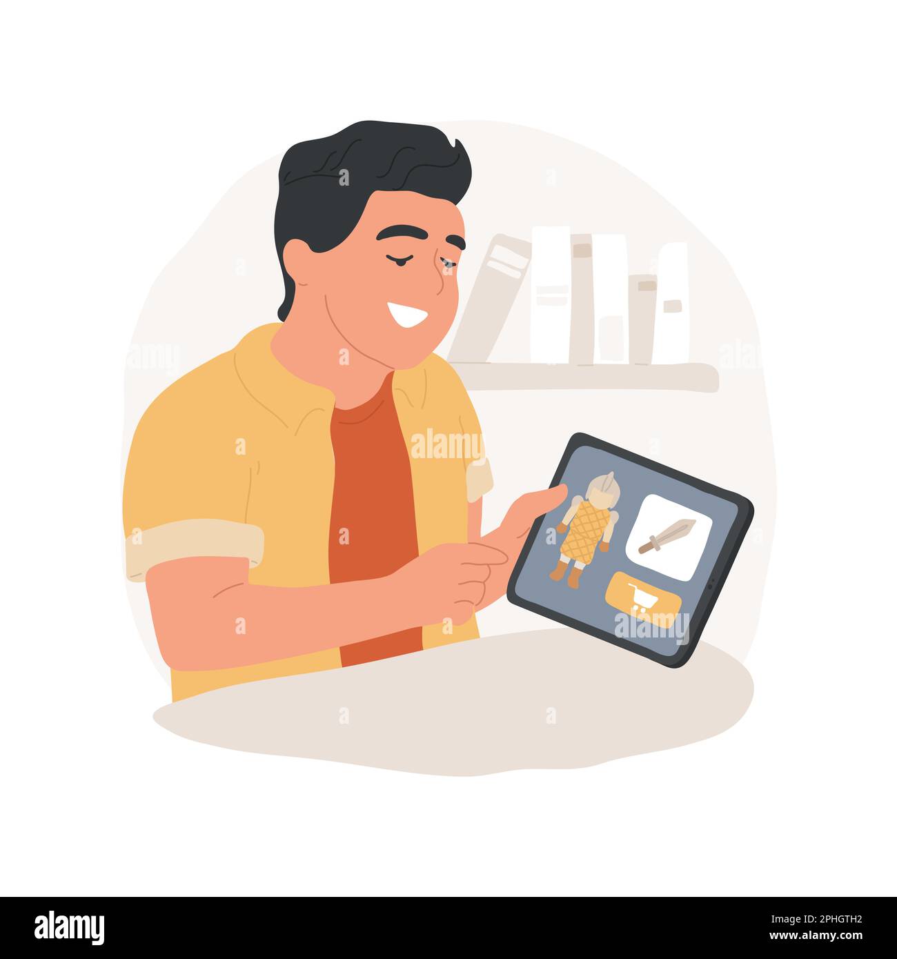 Child Teen Playing Online Video Games on Computer Stock Vector -  Illustration of student, internet: 226799176