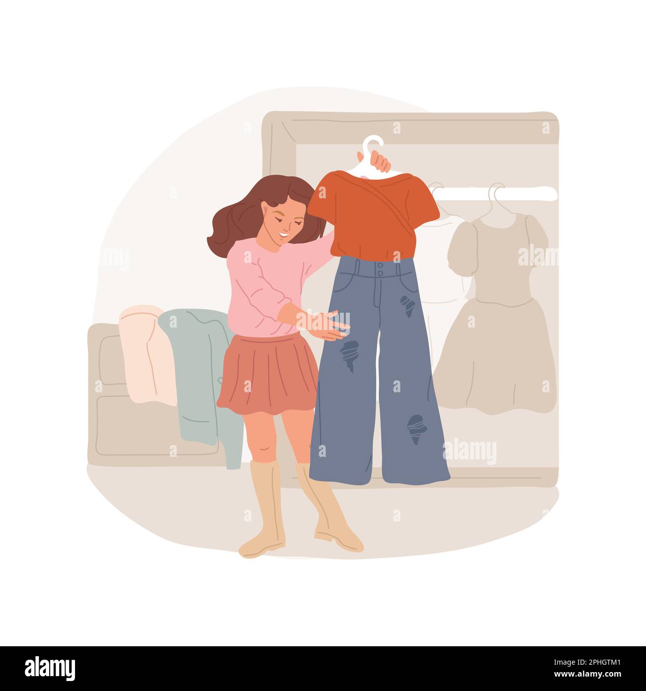 Creating personal look isolated cartoon vector illustration. Teenager