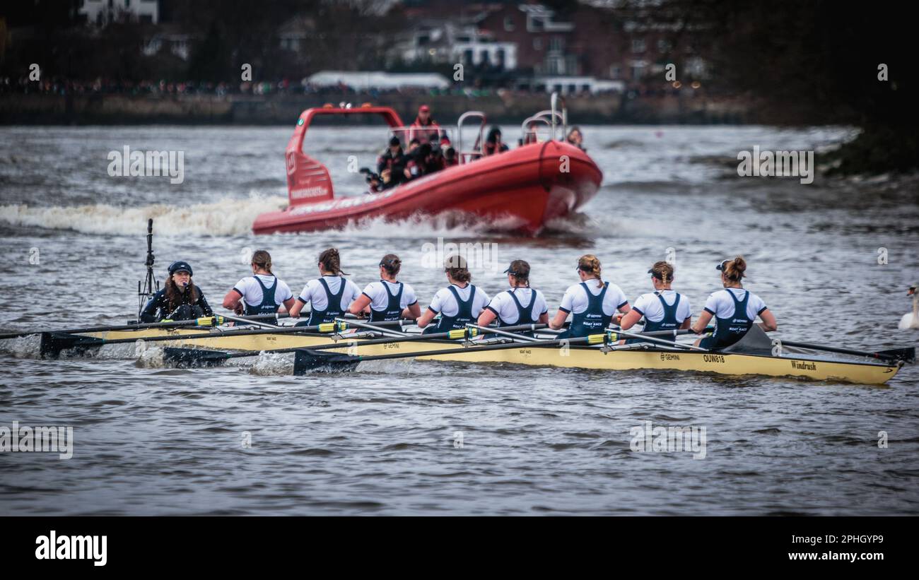 Oxford trail in the 77th women's boat race. Stock Photo