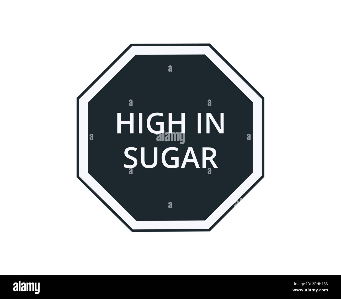 High in Sugar warning label for food products.  Stock Vector