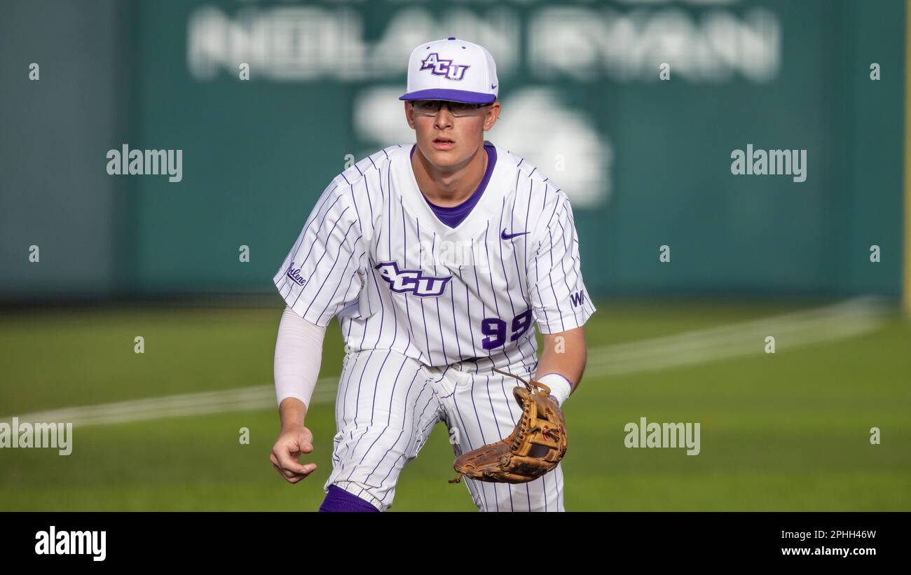 Abilene Christian freshman infielder Maddox Miesse (99) stands ready to