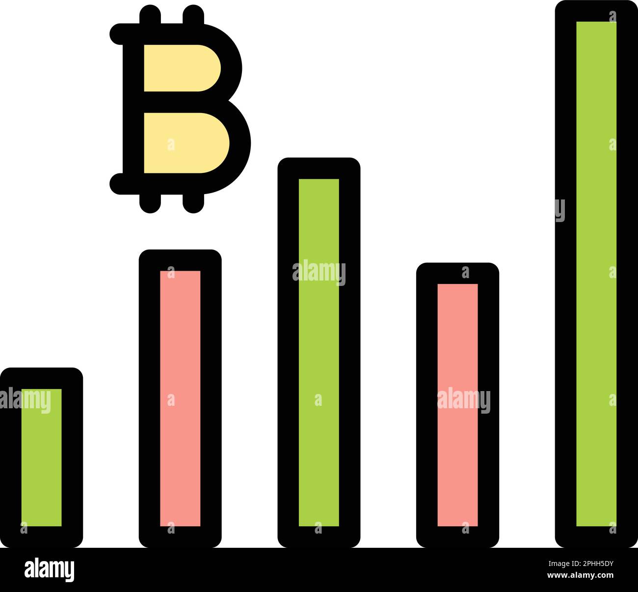 Bitcoin market value icon. Outline Bitcoin market value vector icon for ...