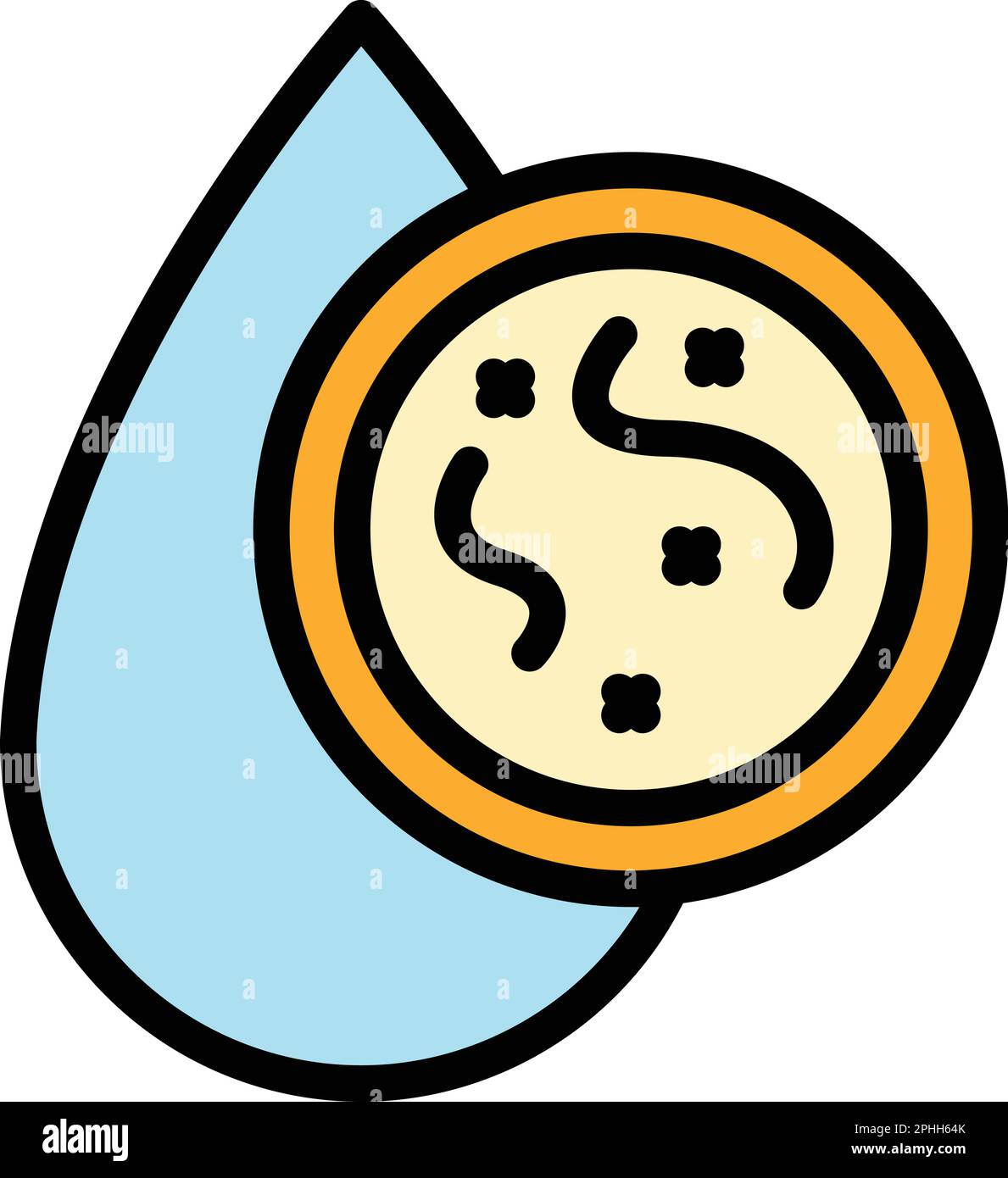 Polluted water drop icon. Outline Polluted water drop vector icon for web design isolated on white background color flat Stock Vector