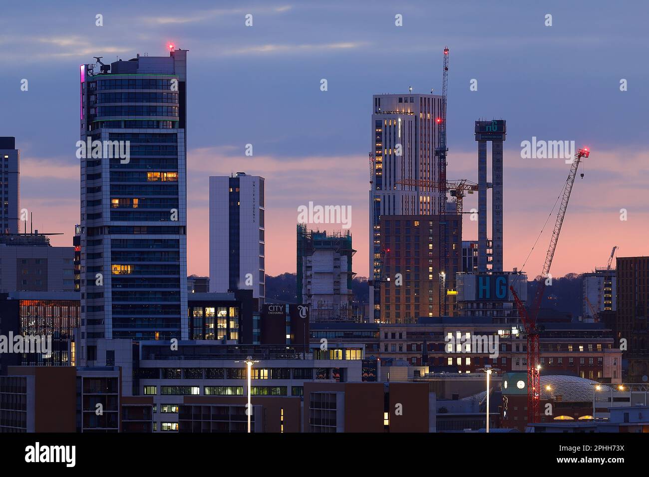 The tall buildings of Leeds City Centre skyline Stock Photo Alamy