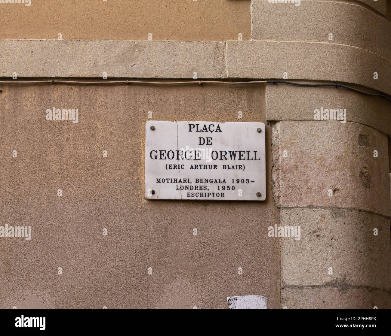 Placa De George Orwell, Barcelona, Spain Stock Photo