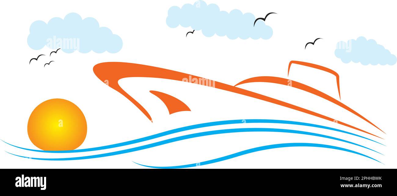 Speed boat with Sea in the morning Stock Vector