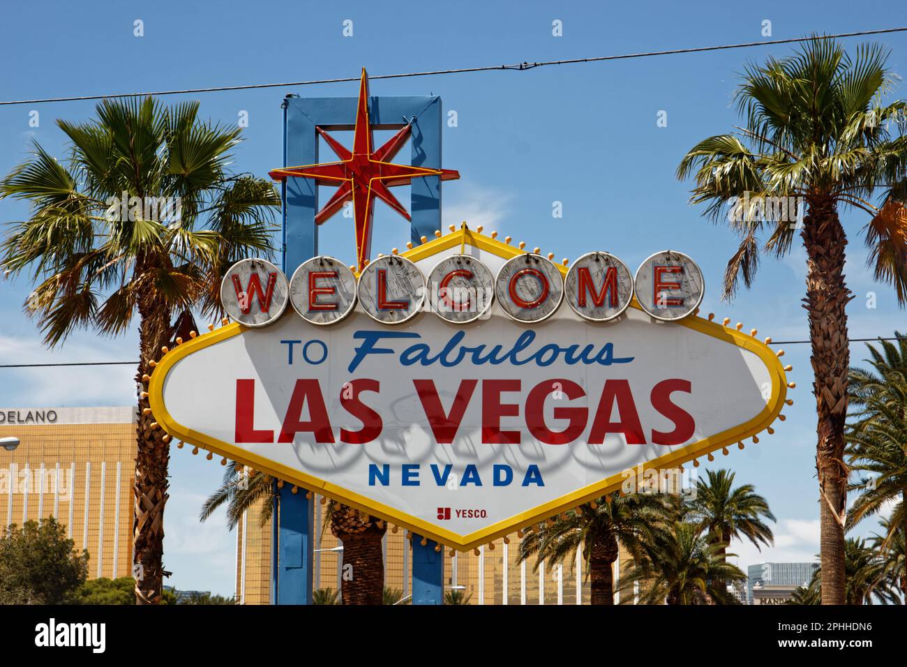 The iconic Welcome to Fabulous Las Vegas Sign on Las Vegas Boulevard, Nevada, USA Stock Photo