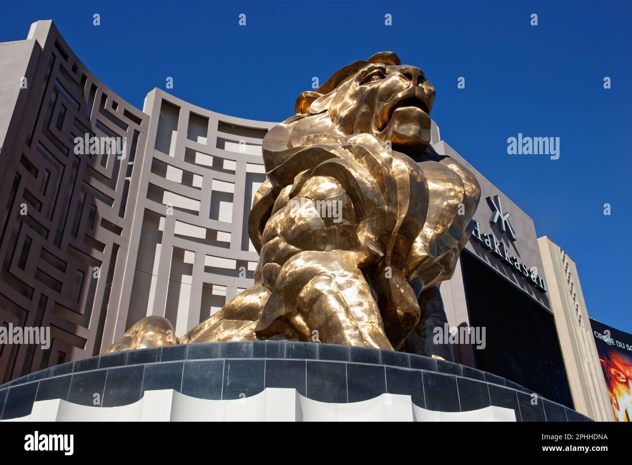 The statue of Leo, the MGM lion in Las Vegas, Nevada, USA Stock Photo