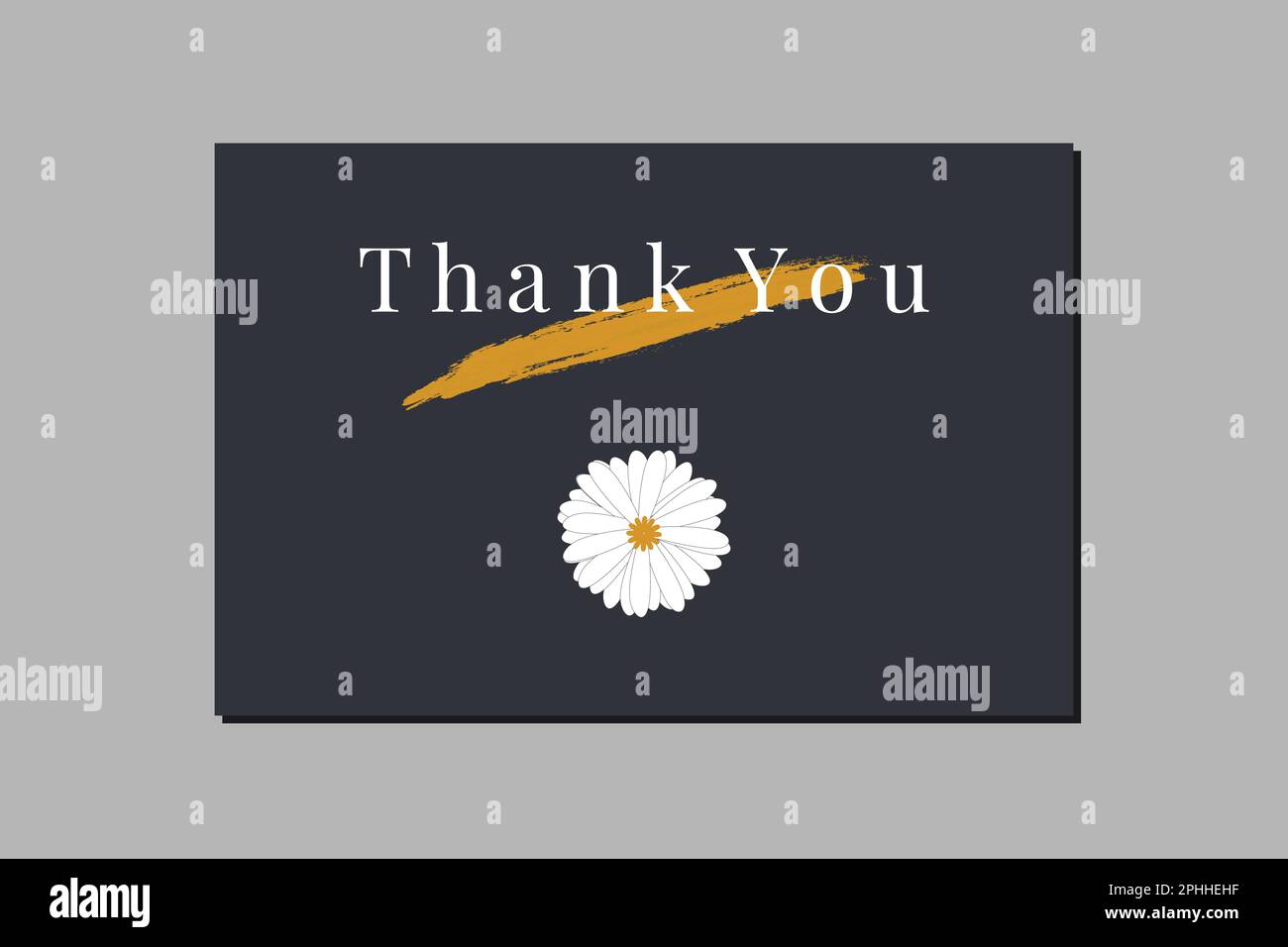 Thank you card template with brush stroke paint and chrysanthemum