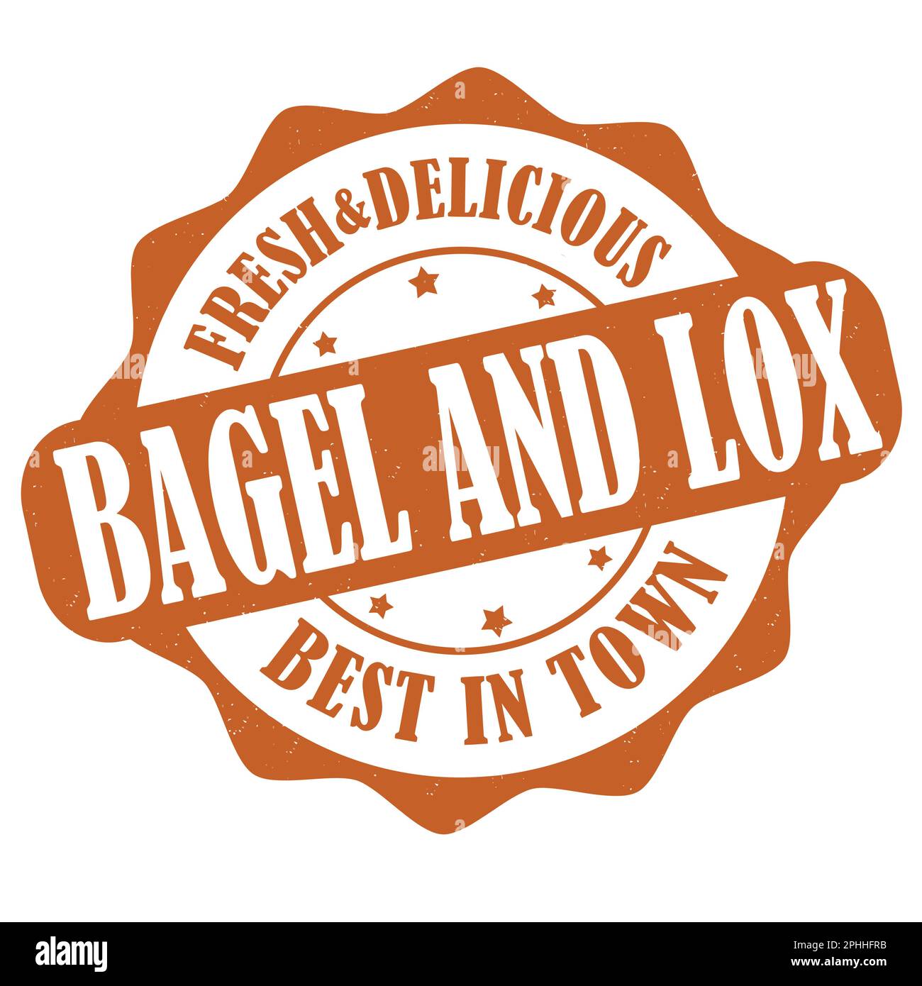Bagel and lox label or stamp on white background, vector illustration Stock Vector