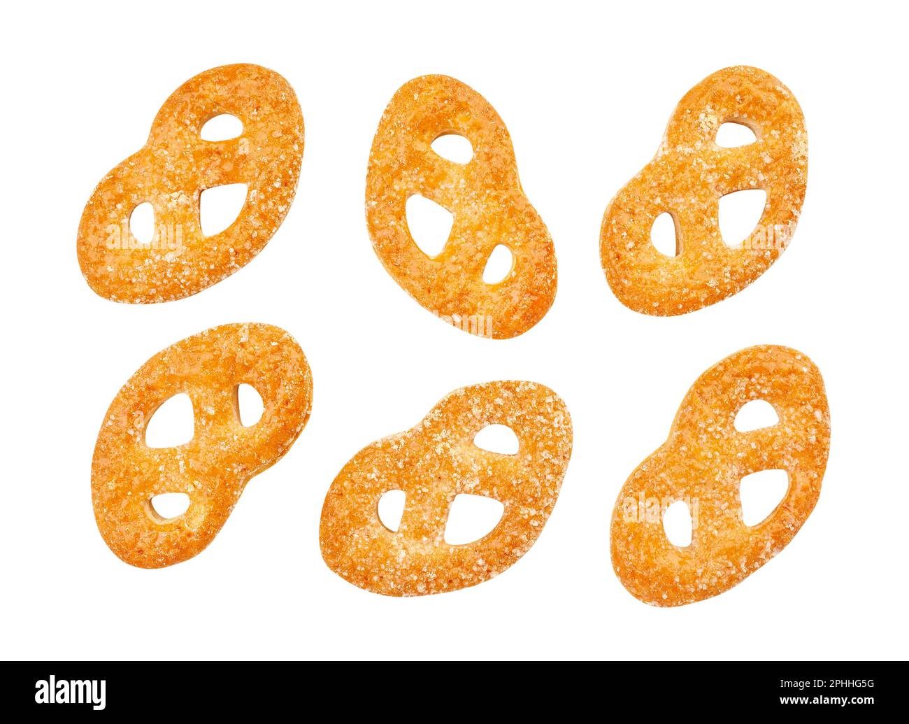 pretzel cookies path isolated on white Stock Photo