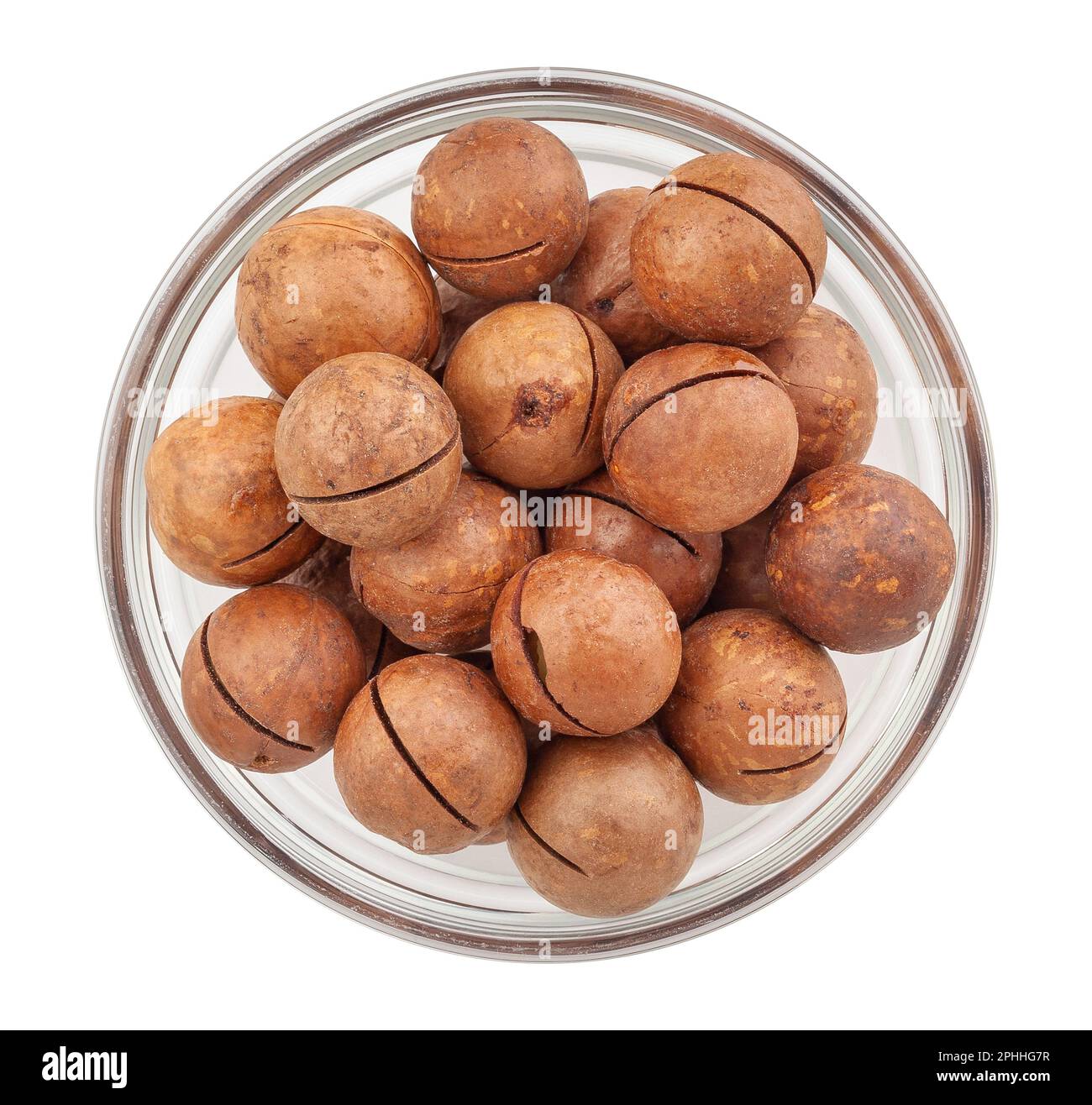 macadamia nut path isolated on white Stock Photo