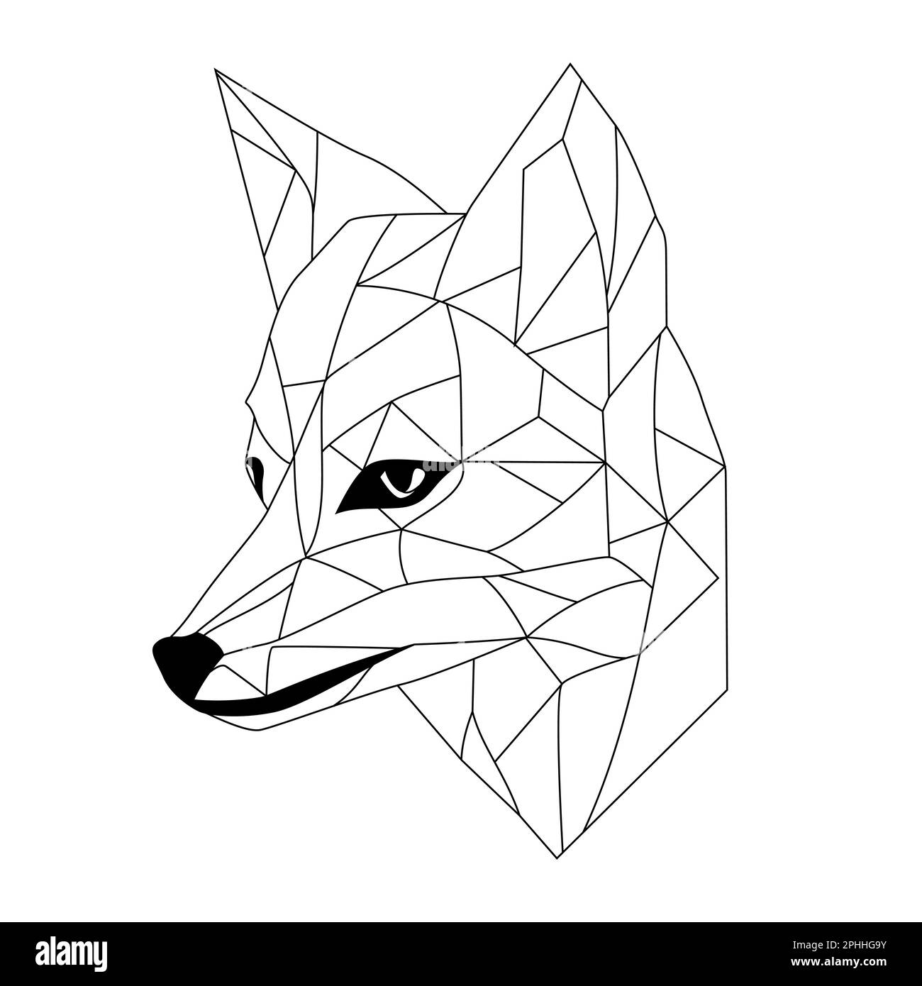 Fox logo design. Abstract black polygon fox head. Calm fox face. Vector ...