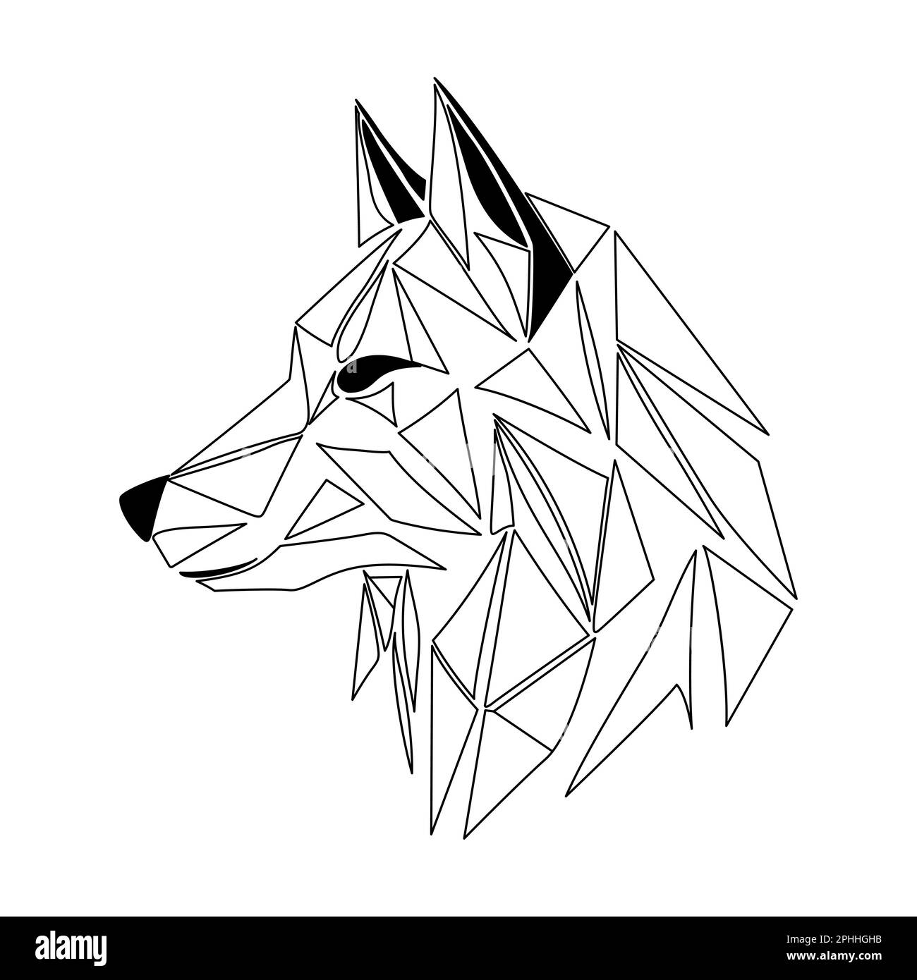 Wolf logo design. Abstract black polygon wolf head. Calm wolf face ...