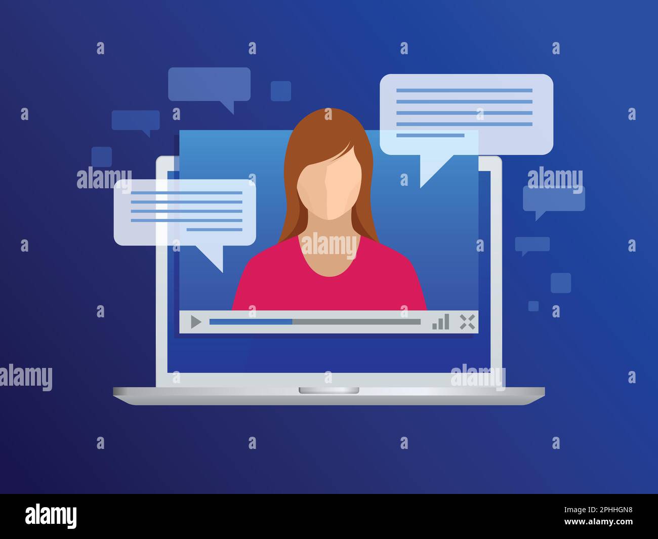 Isometric Video streaming. View video lessons, training or training on a laptop. Learning languages. Stock Vector