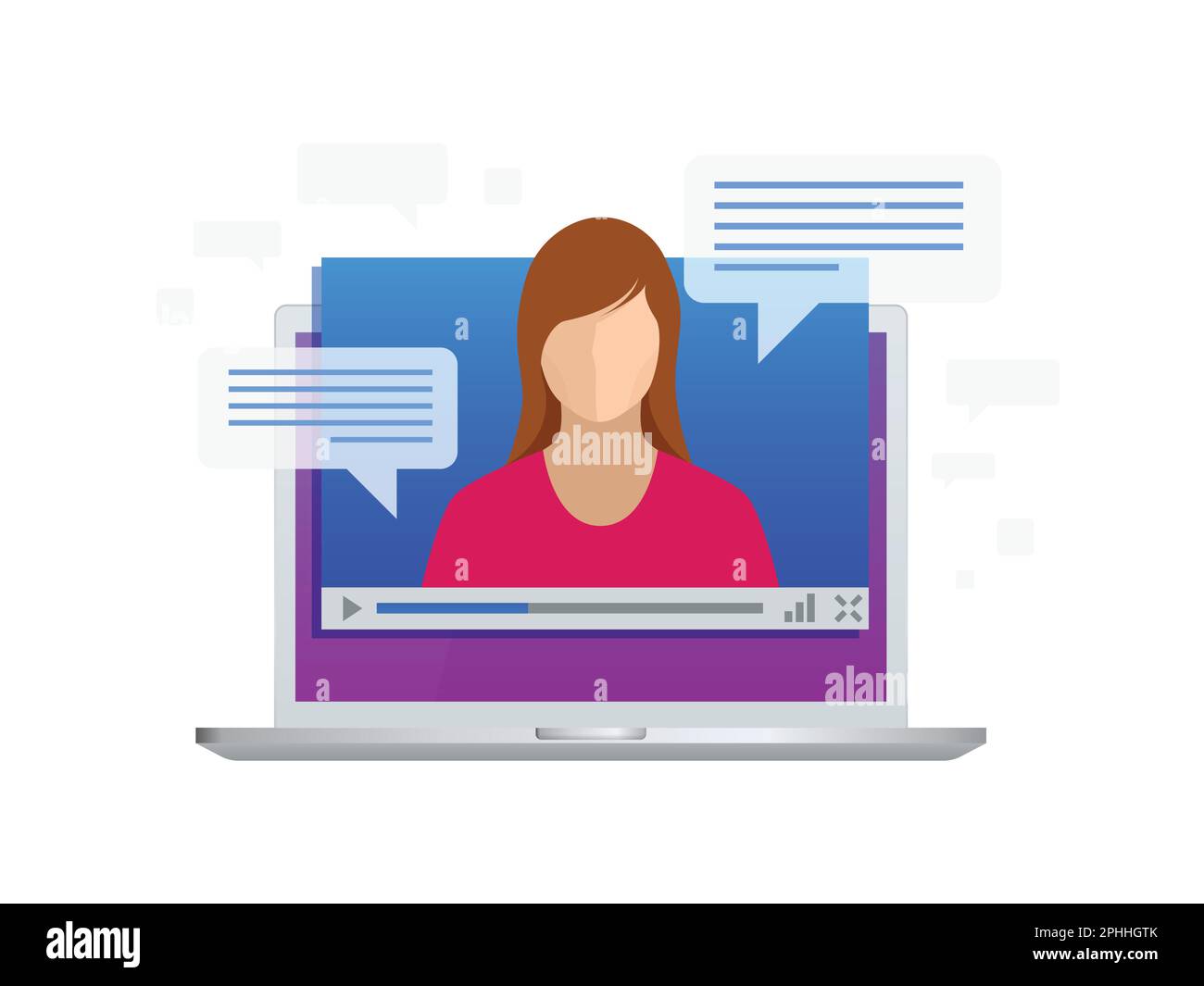 Isometric Video streaming. View video lessons, training or training on a laptop. Learning languages. Stock Vector