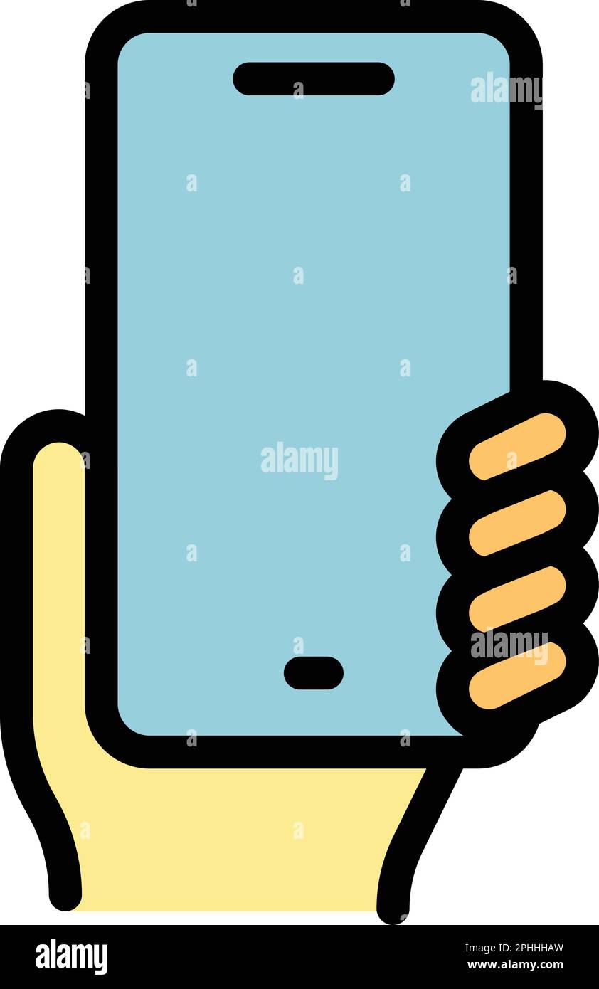 Personal hand phone icon outline vector. Mobile cellphone. Smart device color flat Stock Vector