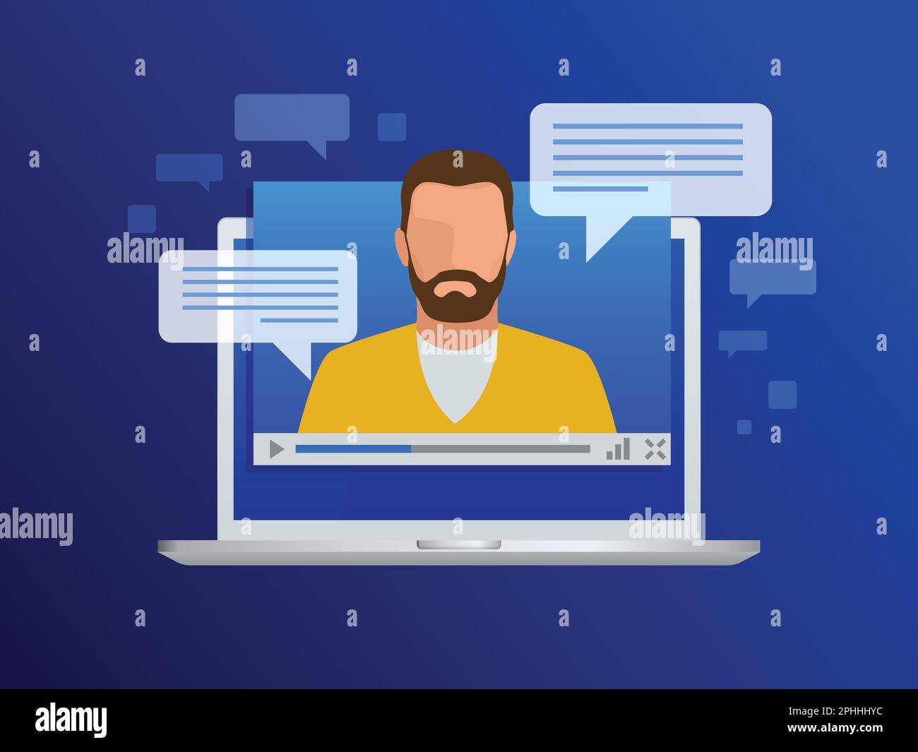 Isometric Video streaming. View video lessons, training or training on a laptop. Learning languages. Stock Vector