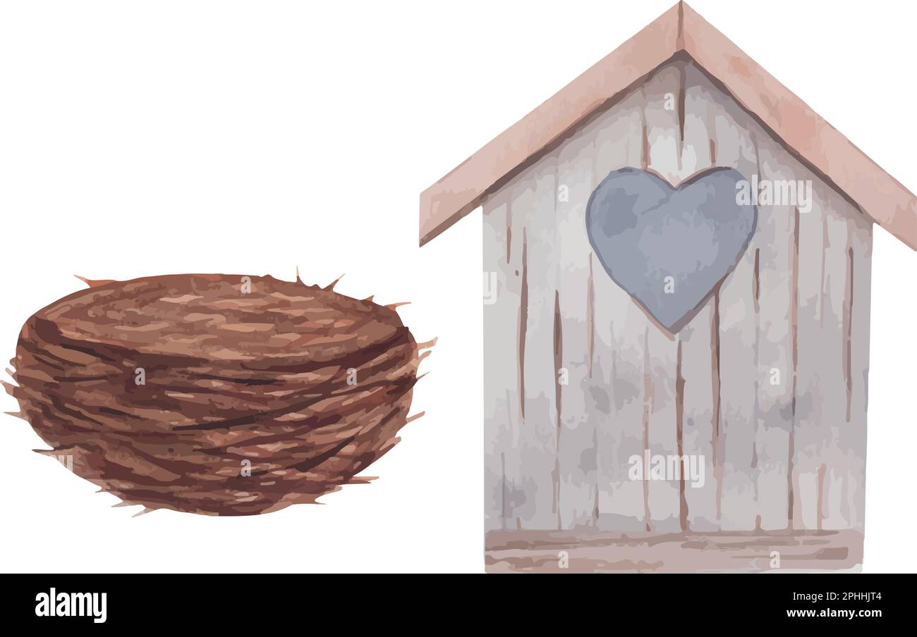Tree birdhouse building vector box spring hi-res stock photography and ...
