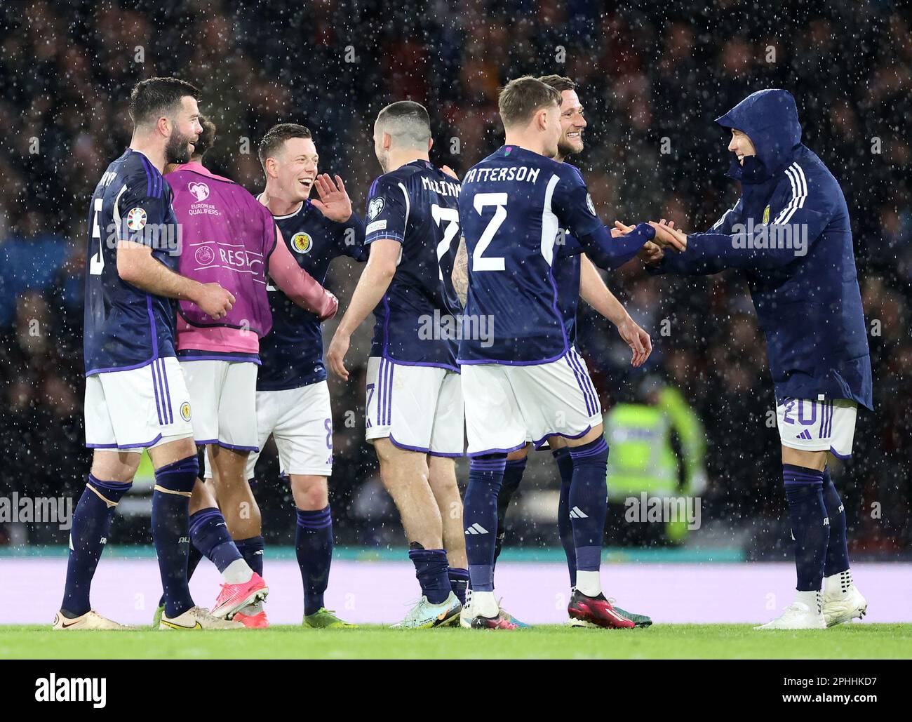 Scotland players celebrate following the UEFA Euro 2024 qualifying