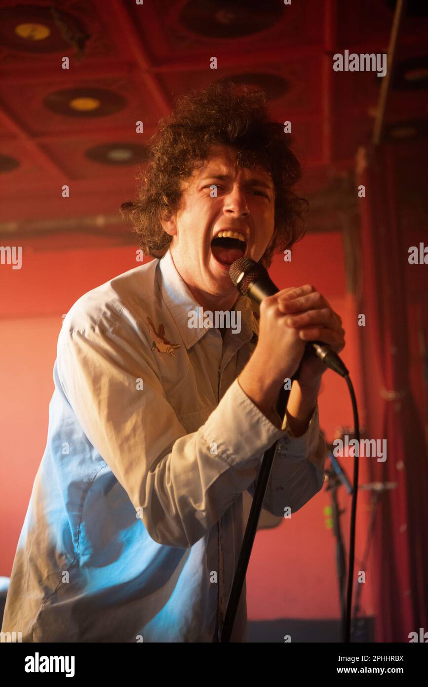 Post-punk British band from London, Shame, performing live in Molotow, a small club in Hamburg, Germany Stock Photo