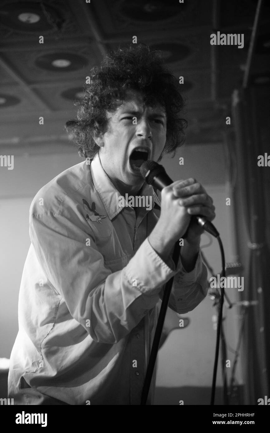 Post-punk British band from London, Shame, performing live in Molotow, a small club in Hamburg, Germany Stock Photo