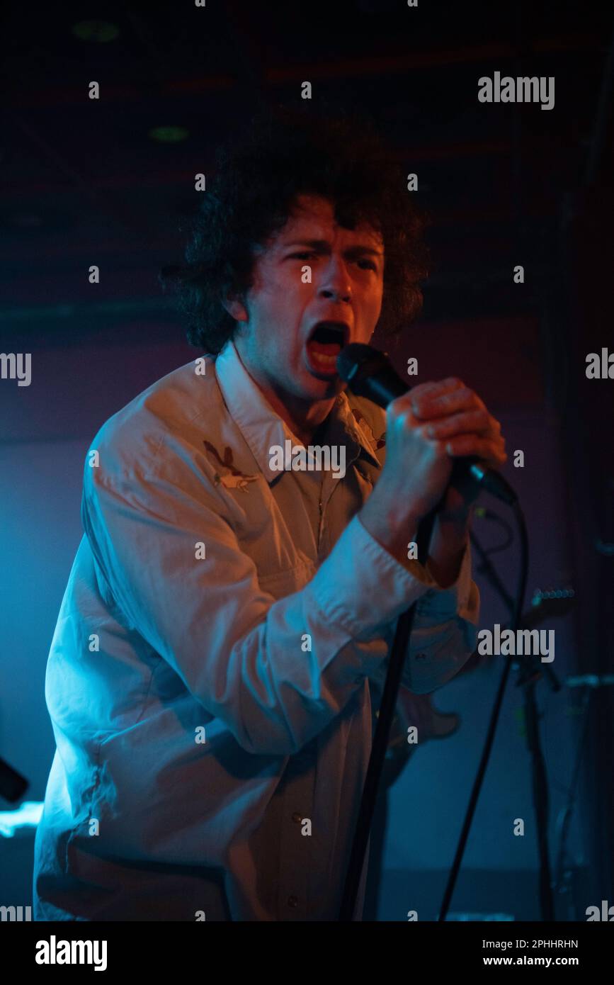 Post-punk British band from London, Shame, performing live in Molotow, a small club in Hamburg, Germany Stock Photo