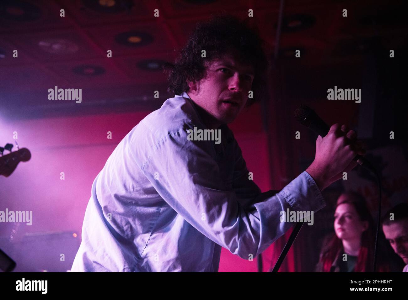 Post-punk British band from London, Shame, performing live in Molotow, a small club in Hamburg, Germany Stock Photo