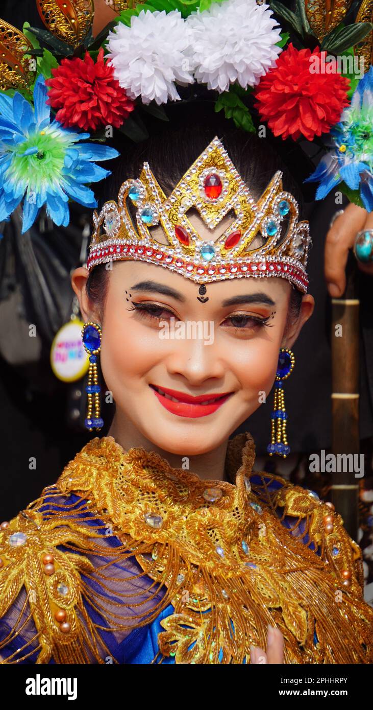 Indonesian traditional dancer with traditional clothes Stock Photo