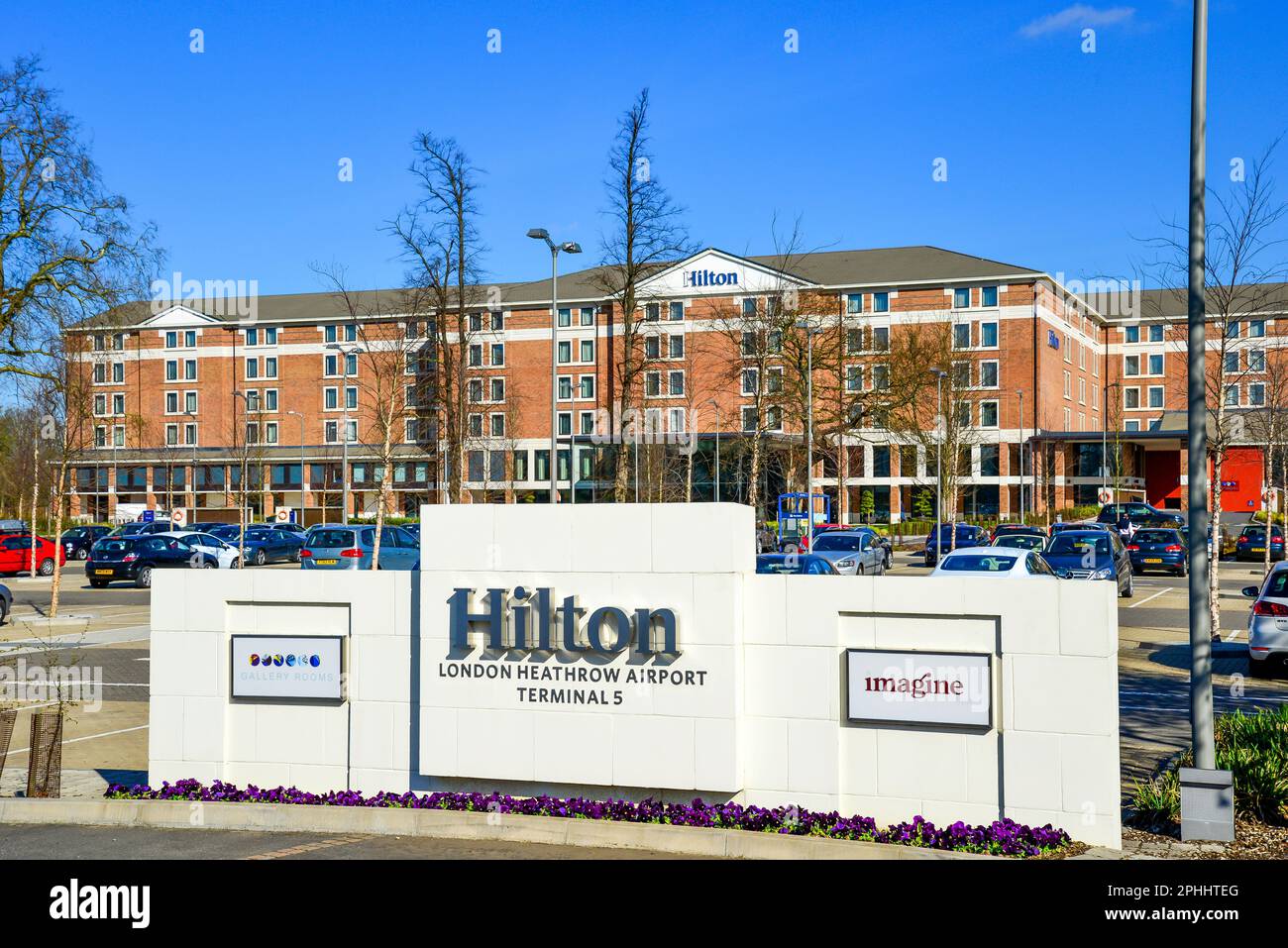 Hilton London Heathrow Airport Terminal 5 Hotel, Poyle Road, Colnbrook, Berkshire, England, United Kingdom Stock Photo