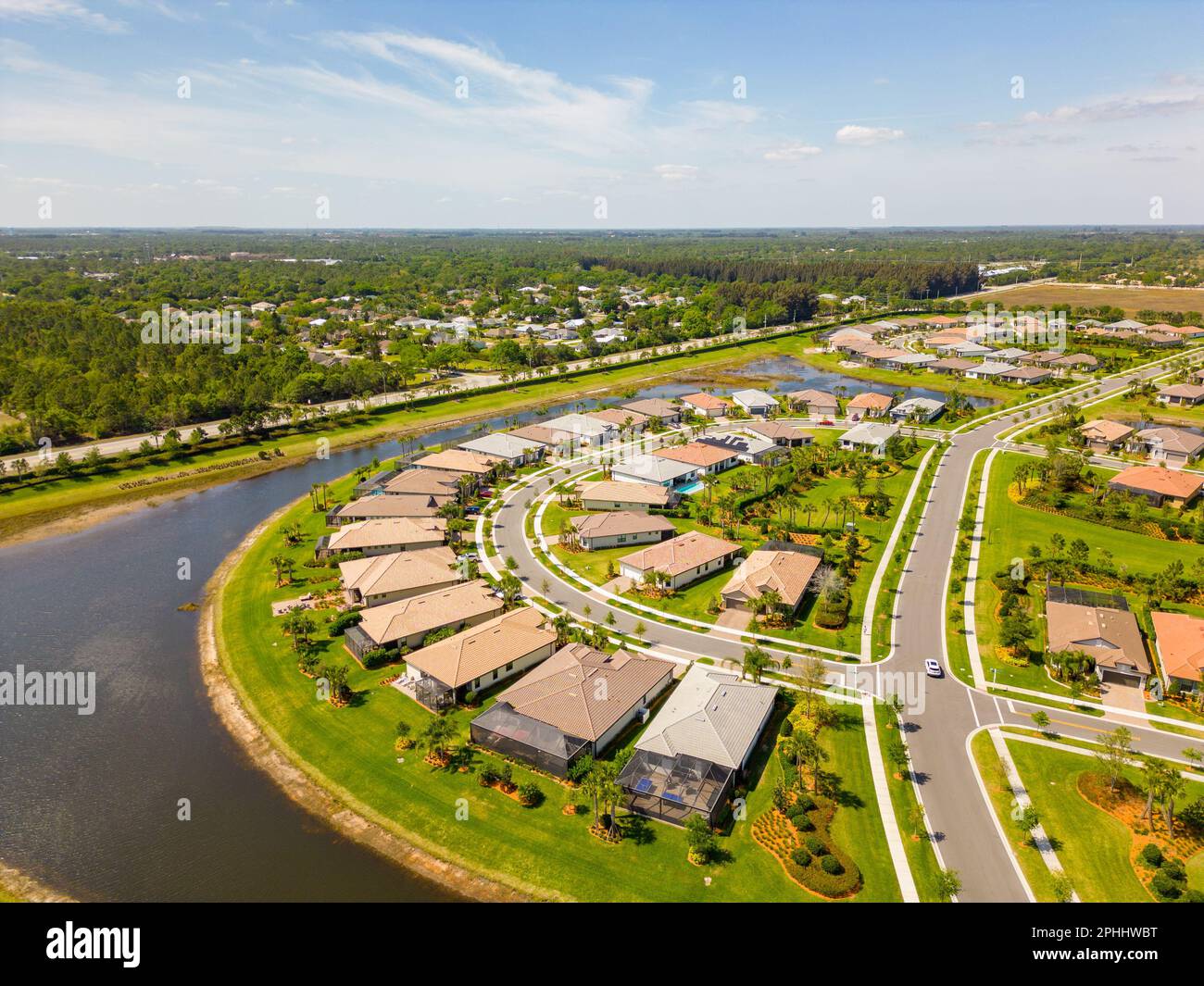 Aerial photo neighborhoods in Vero Beach Florida USA Stock Photo Alamy