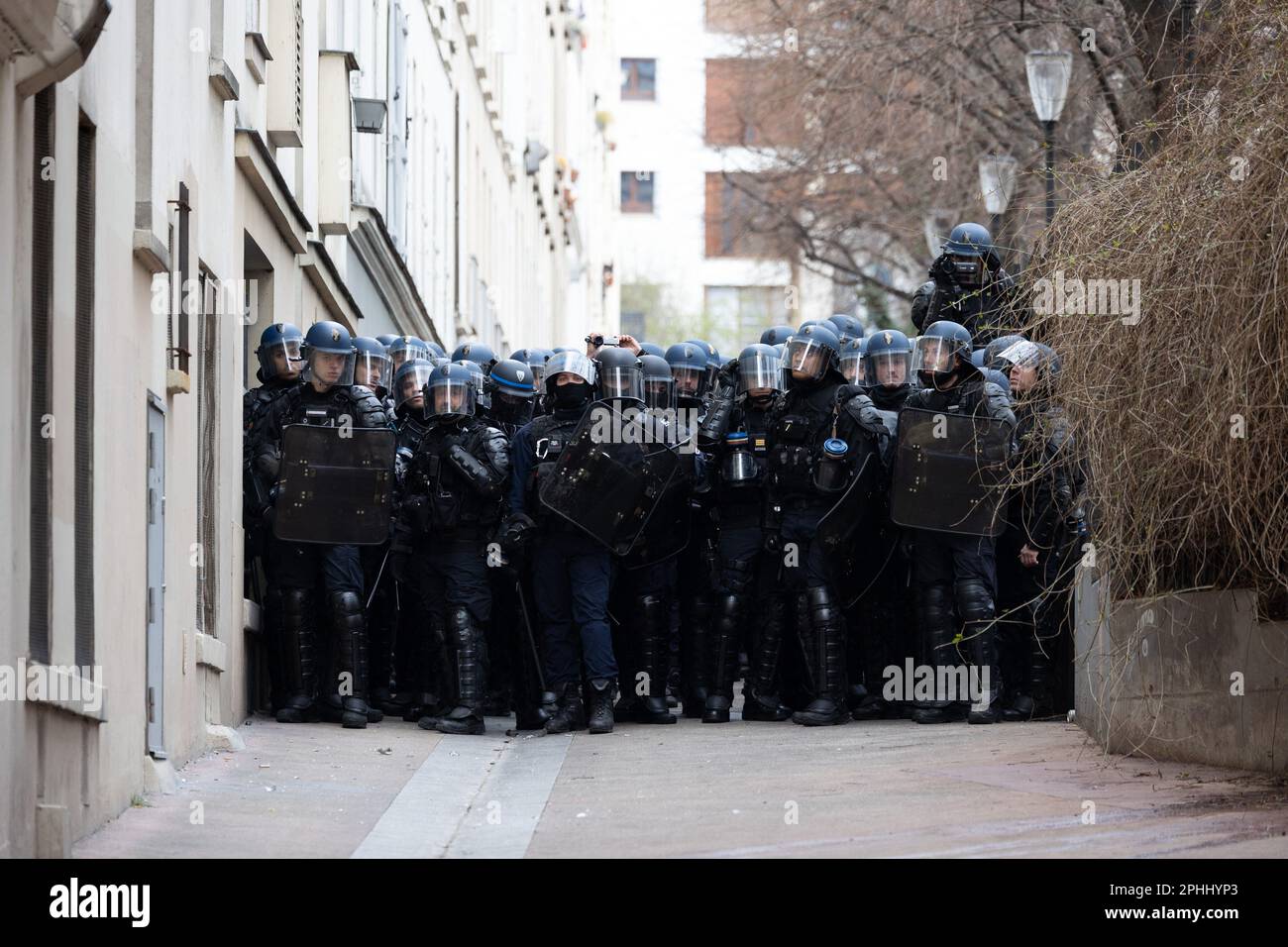 Paris, France, March 28, 2023. French riot police during a ...