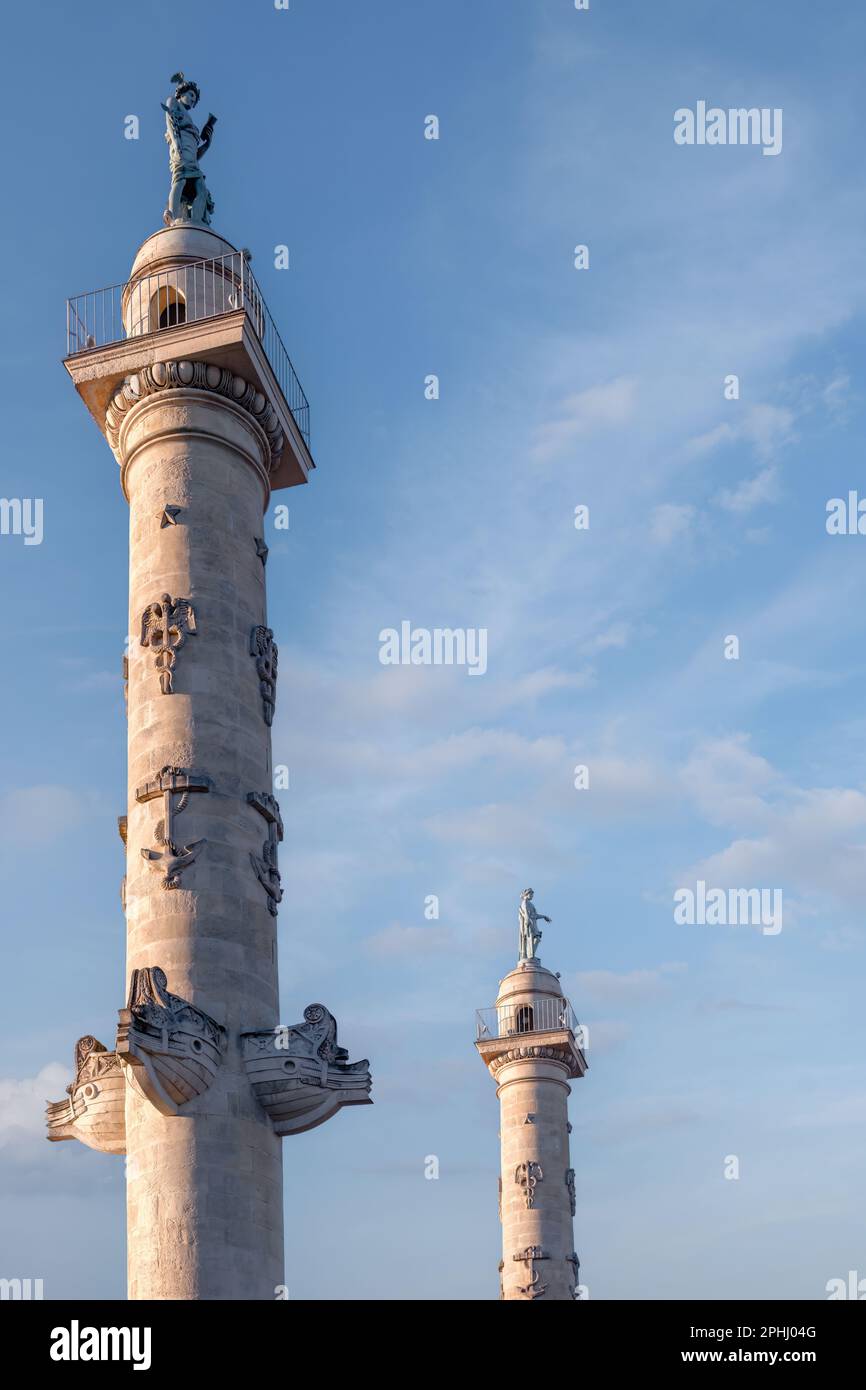 Two rostral columns in the Quinconces square (Place des Quinconces ...
