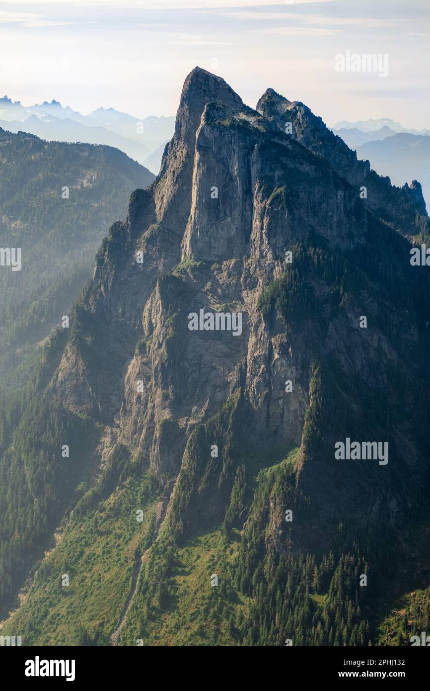 The Steep North East Face of Mt Baring. Cascade Mountains, Index, Washington Stock Photo