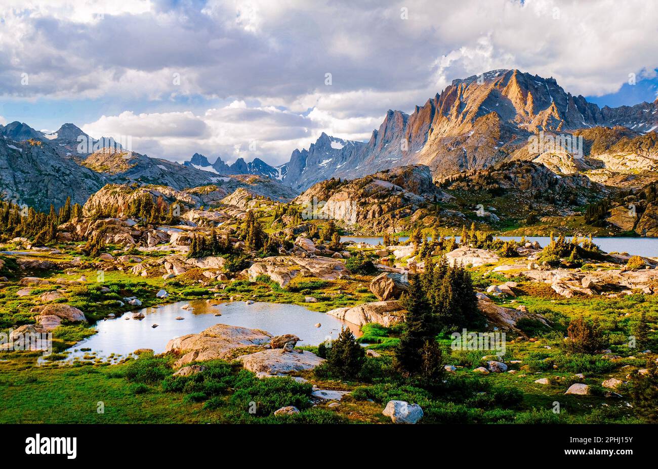 Sunset Iluminates Fremont Peak and Island Lake, The Wind River Range, Rocky Mountains, Wyoming