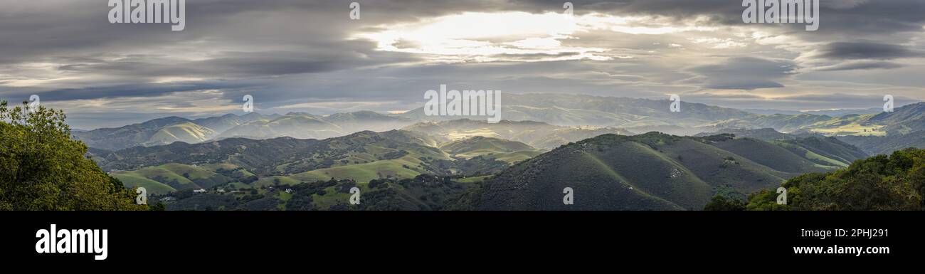 Panorama taken from the top of Laureles grade in Monterey county California Stock Photo